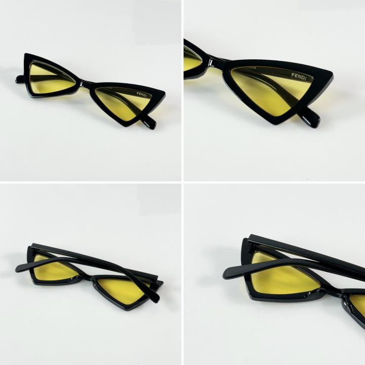 Women's Round Sunglasses – Black & Yellow