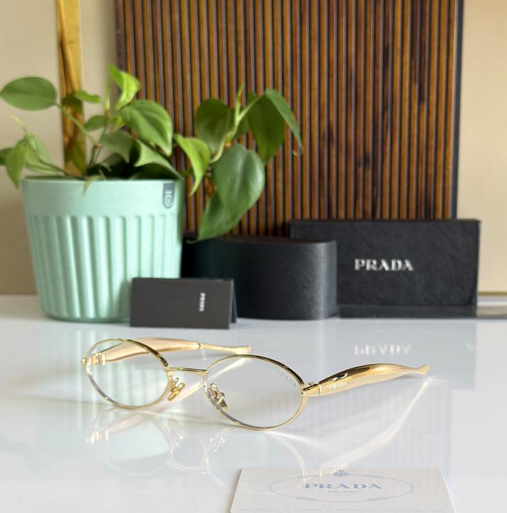 Rectangle Sunglasses – Gold Frame, Clear Lens