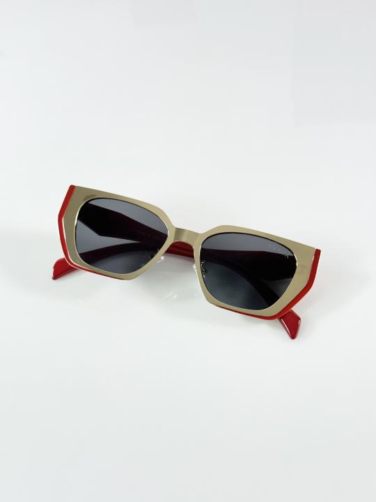 Women's Cat-Eye Sunglasses – Gold, Black & Red